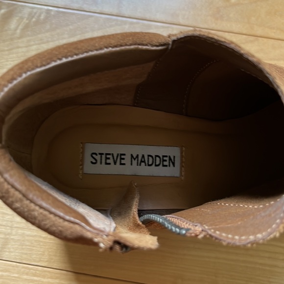 Steve Madden Tobii Cognac Suede Leather Ankle Boots - Picture 4 of 6
